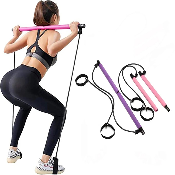 Portable Pilates Bar with Resistance Bands for Home Gym