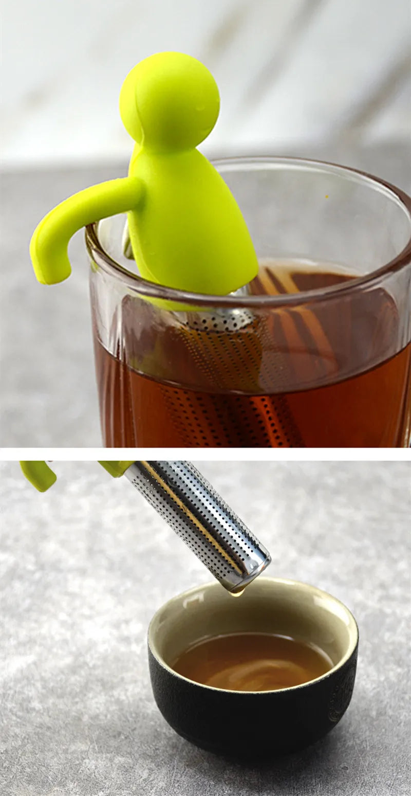 Creative Little Man-Shaped Tea Infuser with Silicone and Stainless Steel