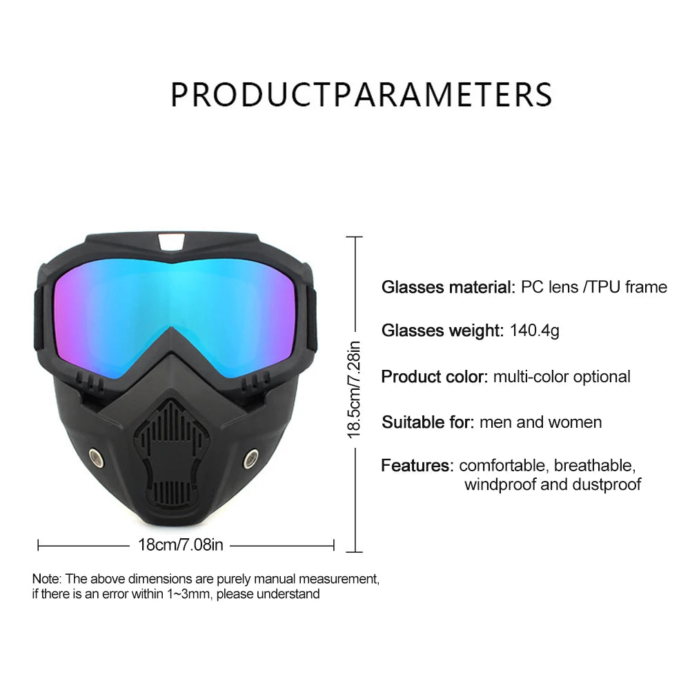 Protective Mask with Windproof Goggles for Riding & Sports