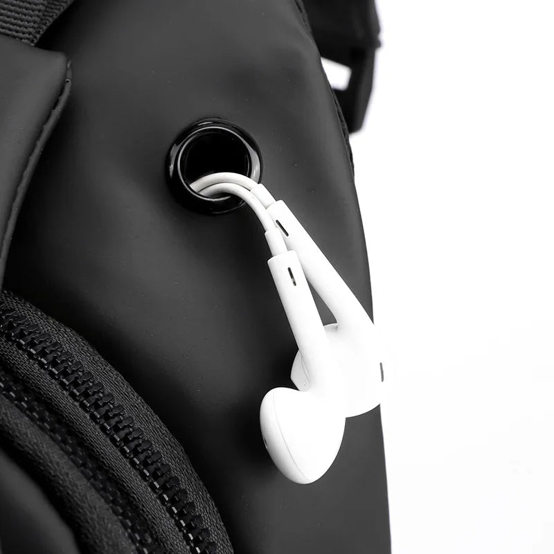 Men’s Waterproof Nylon Crossbody Chest Bag – Casual Anti-Splash Shoulder Sling Backpack