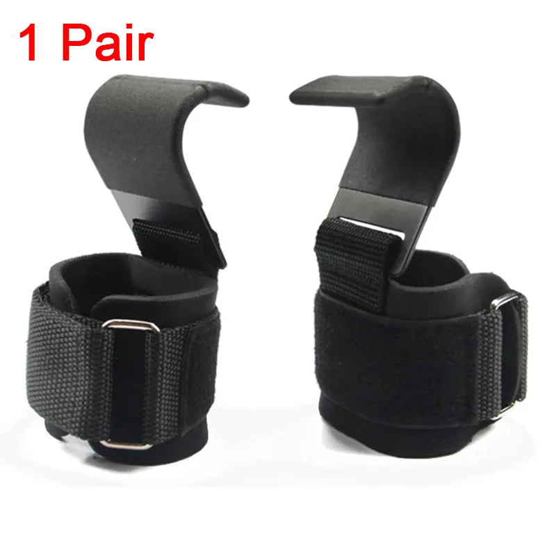 Heavy-Duty Weightlifting Hooks with Wrist Straps