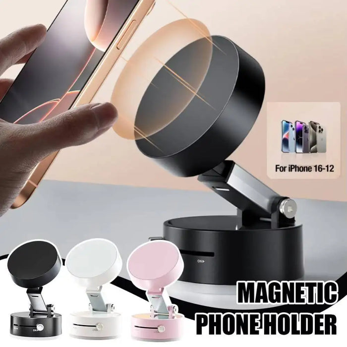 Foldable Magnetic Phone Holder with Suction Cup for iPhone and Android Devices