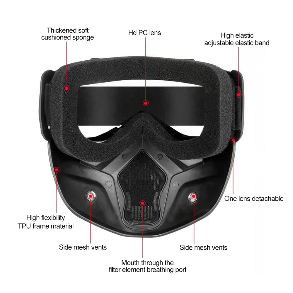 Protective Mask with Windproof Goggles for Riding & Sports