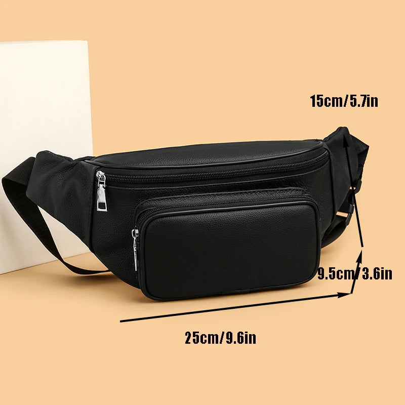 100% Genuine Leather Men's Waist Bag Mini Travel Fanny Chest Pack Cowhide Belt Bag Male Small Waist Bag For Phone Pouch