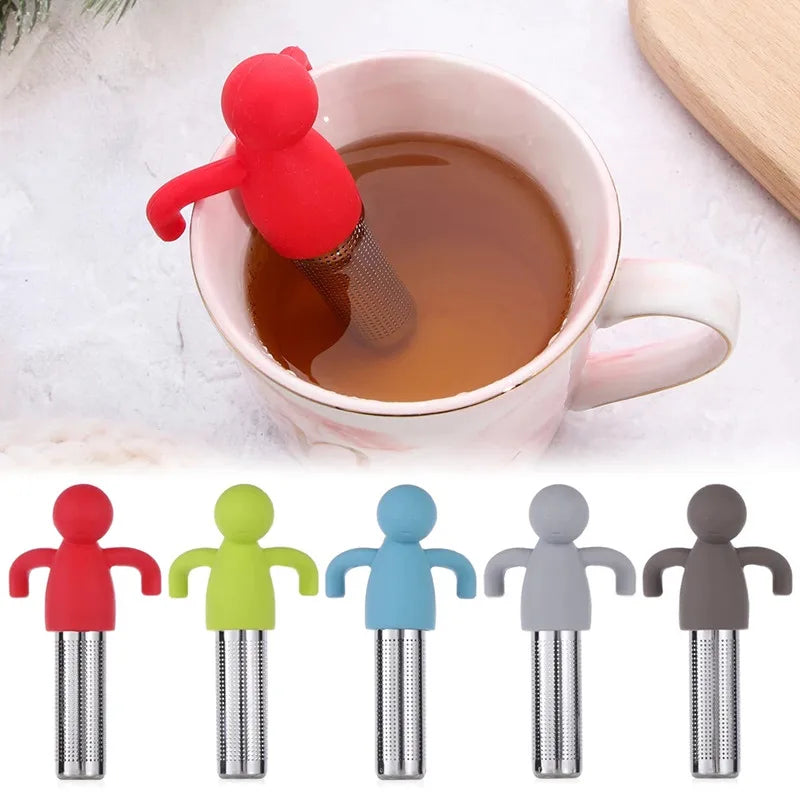 Creative Little Man-Shaped Tea Infuser with Silicone and Stainless Steel