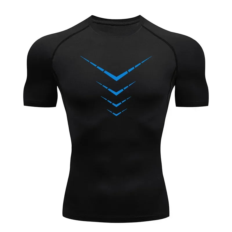 Compression Short Sleeve T-Shirt Men's Running Training Sports Wear Breathable Bodybuilding Top Workout Fitness Clothing
