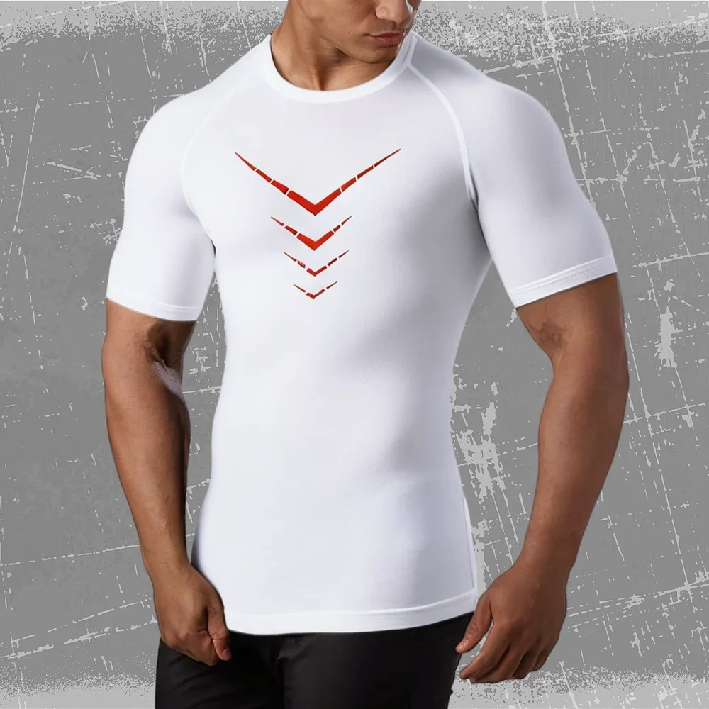 Compression Short Sleeve T-Shirt Men's Running Training Sports Wear Breathable Bodybuilding Top Workout Fitness Clothing
