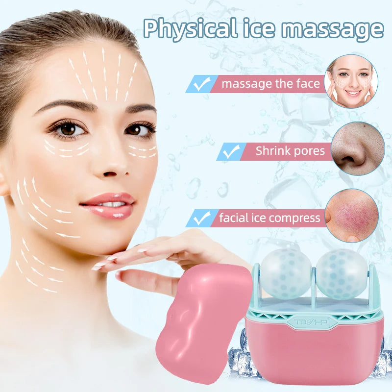 Cool Facial Eye Massage Face Ice Roller Double Roller Relieve Fatigue Pain Redness Skin Tighten Face Lift Reduce Swell Iceroller