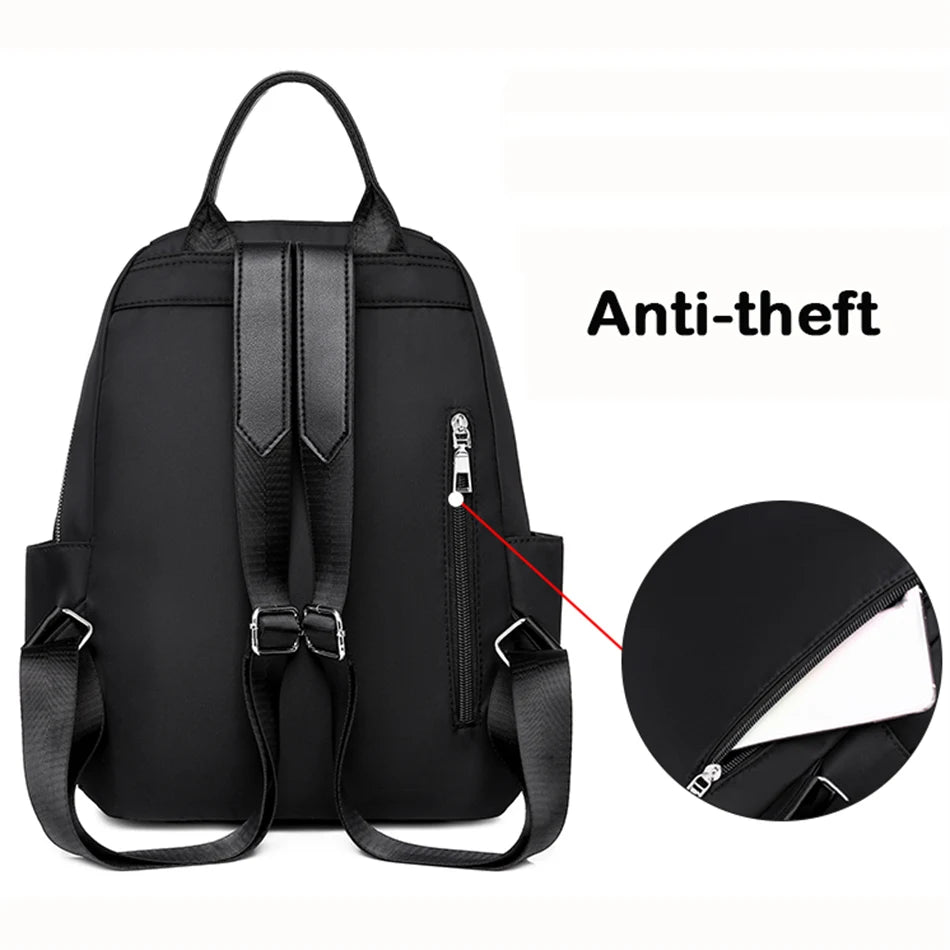  Model wearing the backpack purse in casual outfit