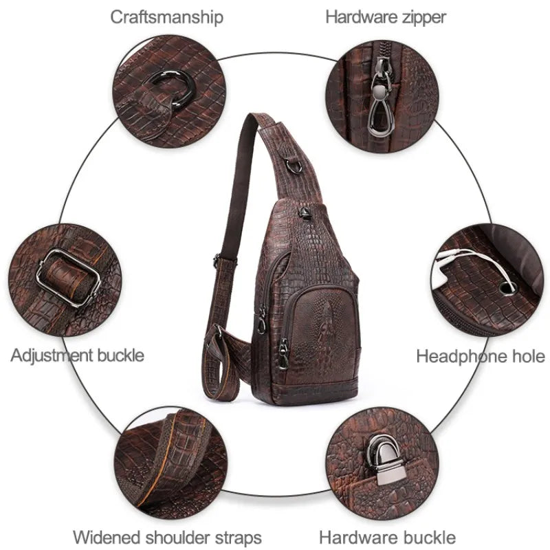 Shoulder bag in black genuine leather finish