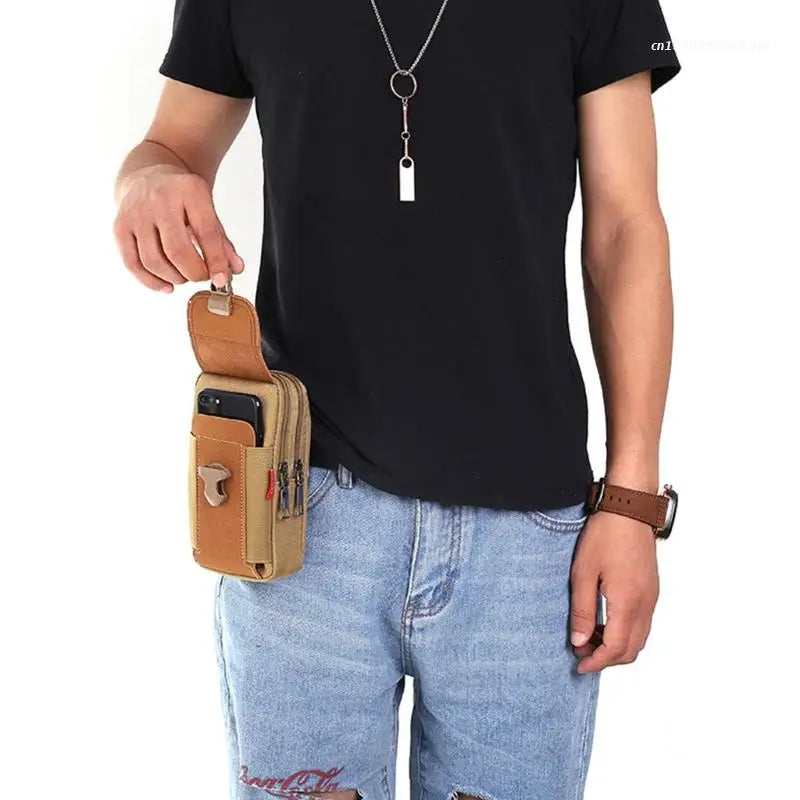 Waist bag shown with belt loop holster for secure attachment
