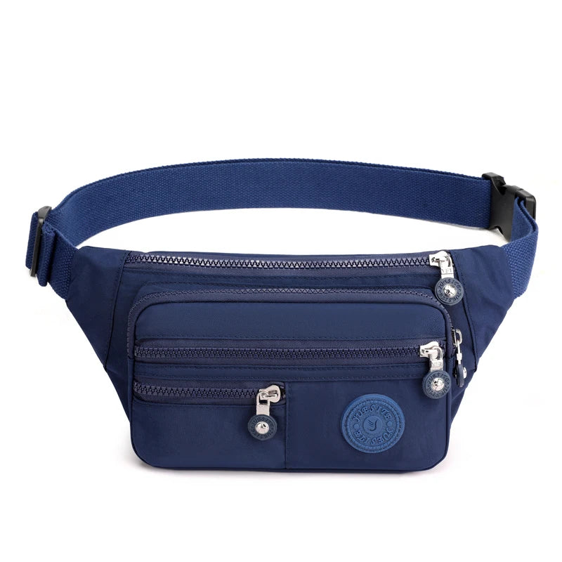 Nylon bag worn crossbody by model with casual outfit
