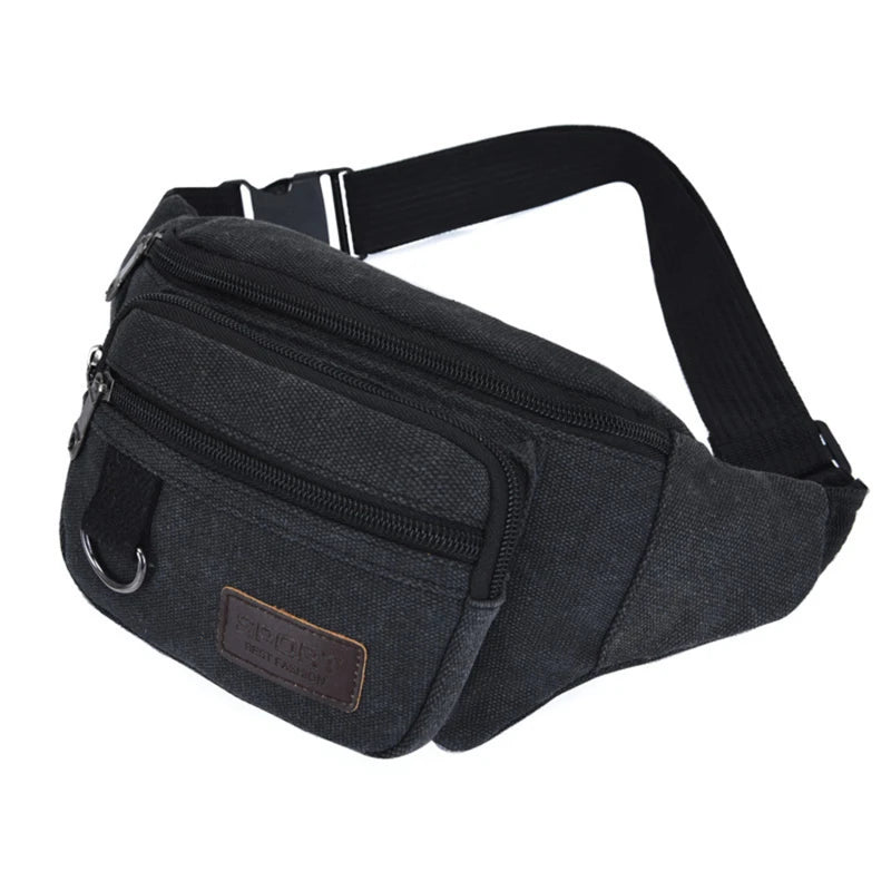 Waist pack shown at gym on workout bench
