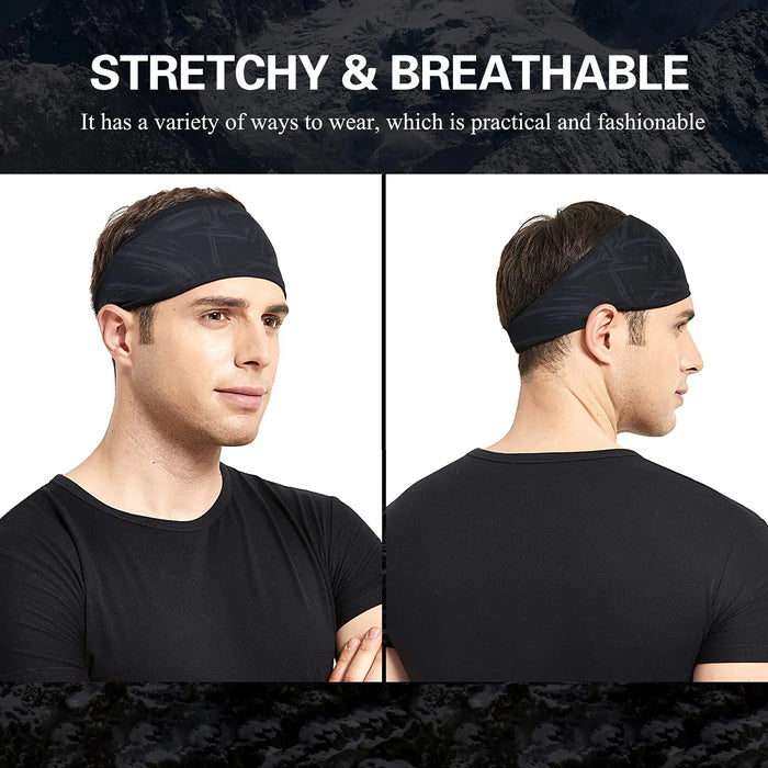 Mens Running Headband,5Pack,Mens Sweatband Sports Headband for Running,Cycling,Basketball,Yoga,Fitness Workout Stretchy Unisex Hairband Stripe style