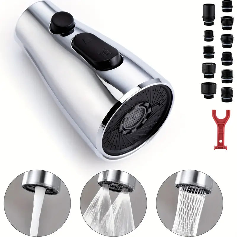 3-Mode Kitchen Faucet Sprayer with Pull-Out Nozzle