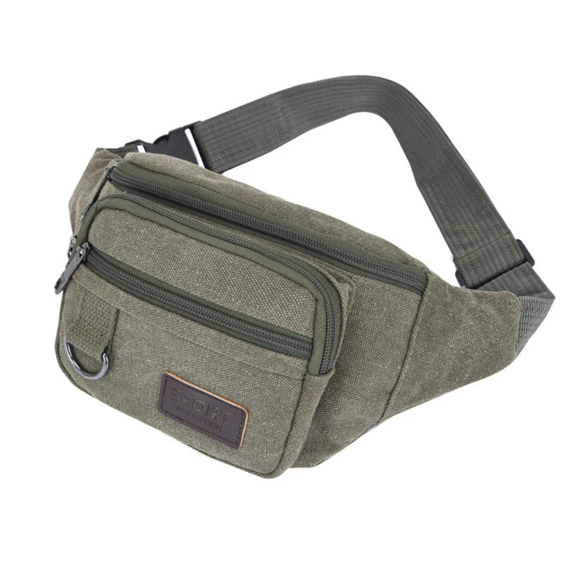 Canvas waist bag displayed in gift packaging

